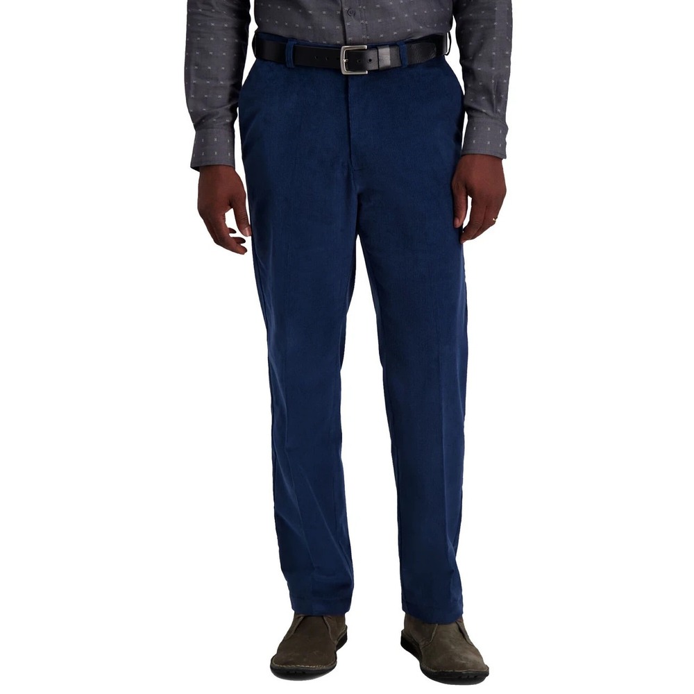 Haggar Mens Classic fit Cotton Dress Pants Stretch Corduroy 34W 32L Cadet Blue